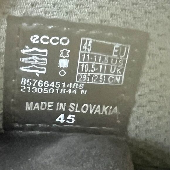 Ecco Mens US 11-11.5 EU 45 Shoe Sneaker Dark Gray Leather Casual Comfort Low Top - Picture 11 of 13